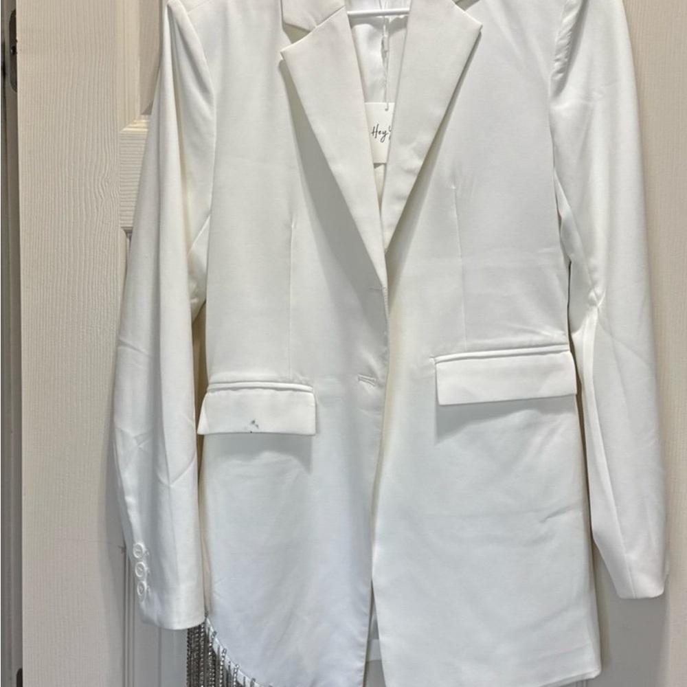 White Women's Rhinestone Blazer